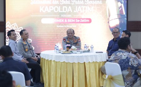 Kapolda Jatim Silaturahmi dan Buka Puasa Bersama OKP, ORMEK dan BEM Se-Jawa Timur