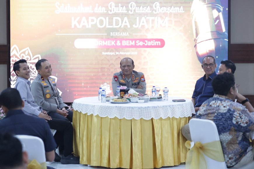 Kapolda Jatim Silaturahmi dan Buka Puasa Bersama OKP, ORMEK dan BEM Se-Jawa Timur
