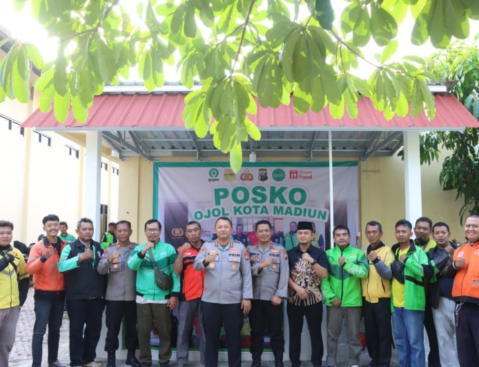 Perkuat Sinergitas, Polres Madiun Kota Resmikan Posko Ojol Kamtibmas
